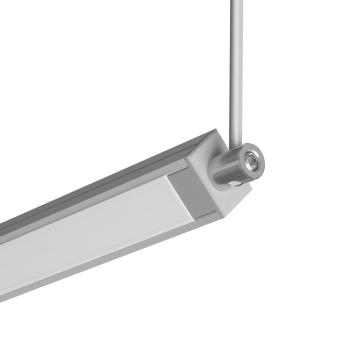 graue Endkappe schützt das Leuchteninnere vor Berührung und Staub.